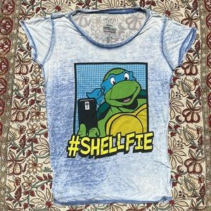 Mighty Fine Presents Teenage Mutant Ninja Turtles #Shellfie Graphic Tee Size L